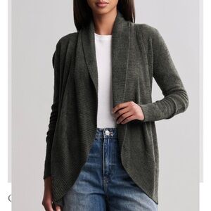 Barefoot Dreams open front cardigan Cozy Chic Lite charcoal gray